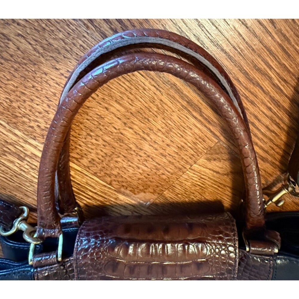 Vintage BRAHMIN Cecilia Black Tuscan Moc Croc Satchel Shoulder Purse 4471BK - Picture 16 of 16